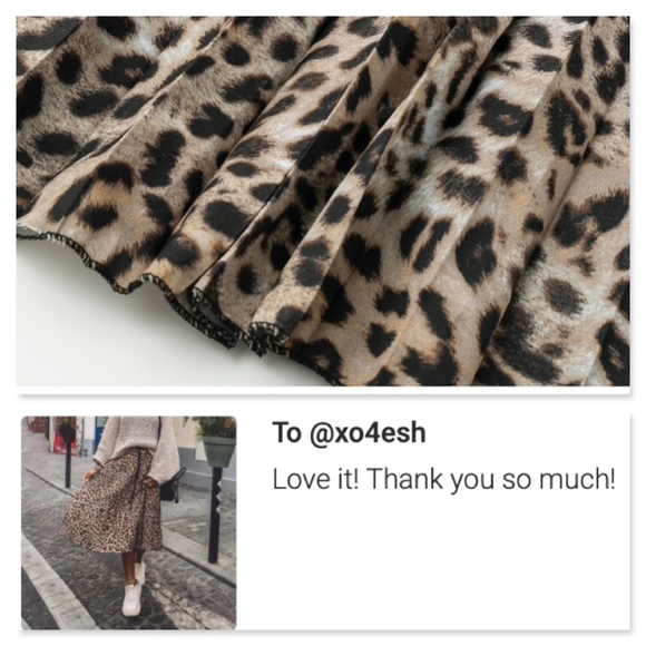 Cheetah Print Pleated Midi Skirt w/Drawstring - Picture 7 of 10